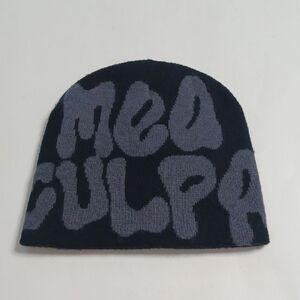 Black and Gray Graphic Beanie